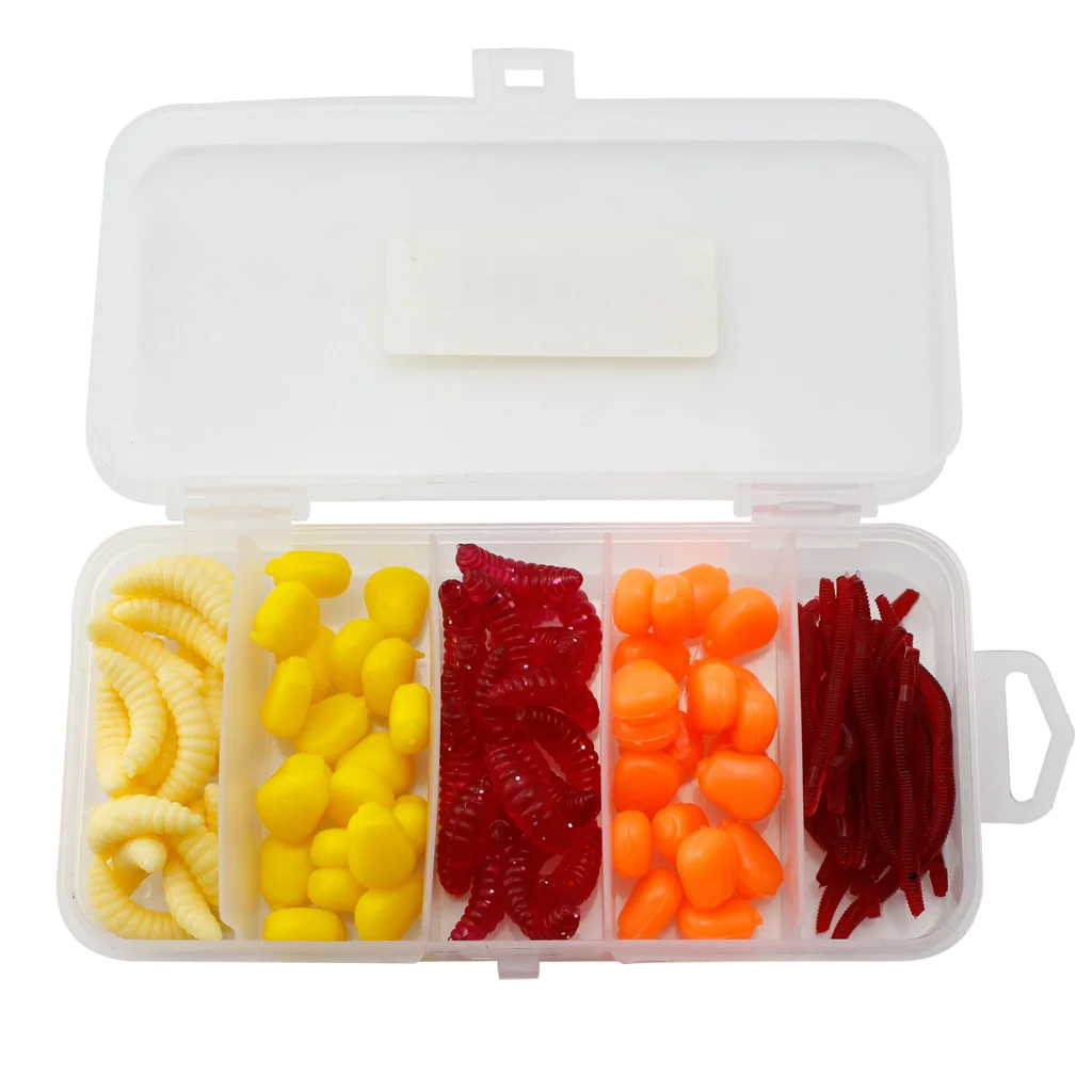 100 unids/set simulación de pesca señuelo suave falso cebo productos conjunto mixto lombriz Artificial para aparejos de pesca accesorios de herramientas - imagen 4