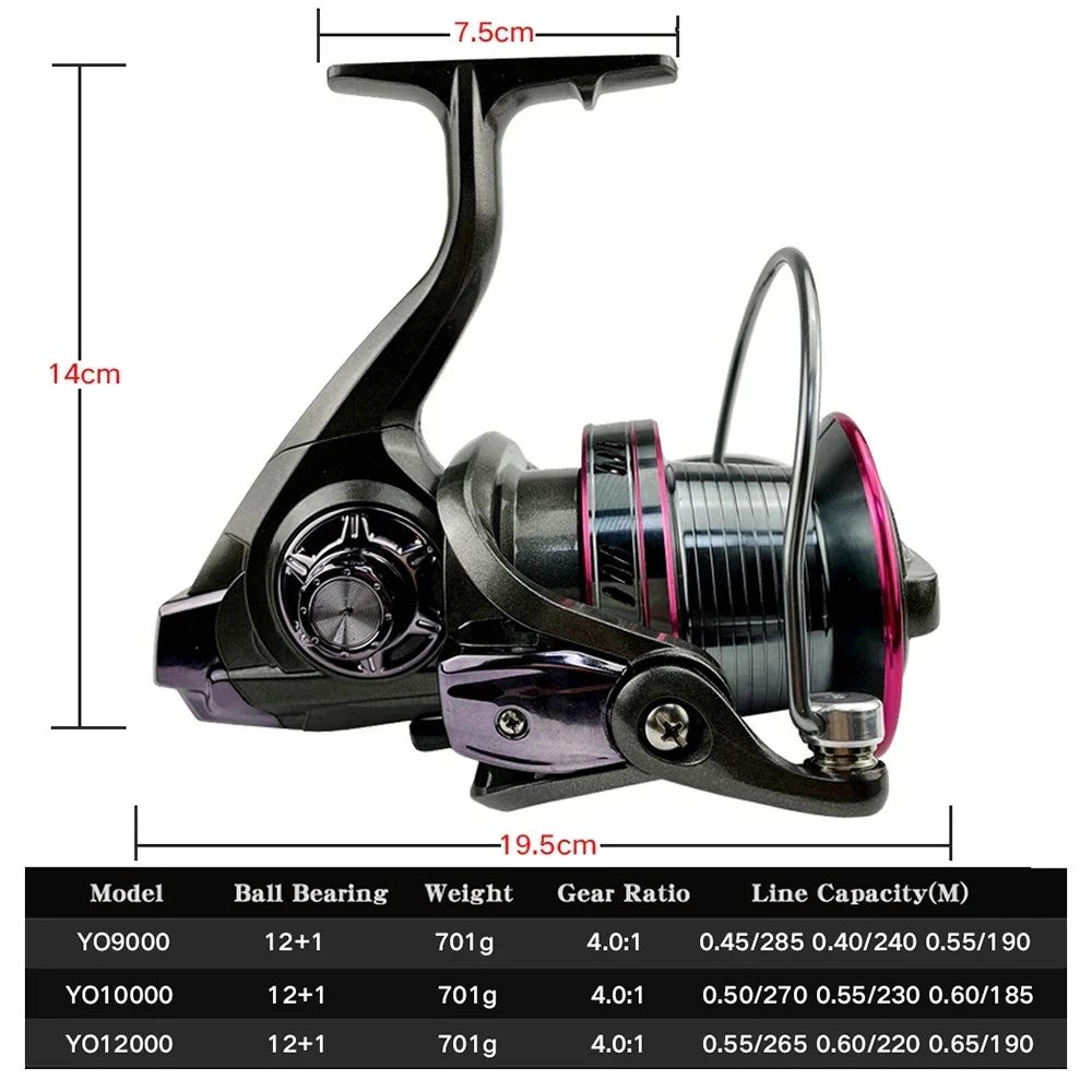 Carrete de pesca giratorio, accesorio ultraligero de arrastre máximo de 30kg, para Surfcasting, Jigging de agua salada con Kit de sedal, 9000, 10000, 12000 - imagen 4