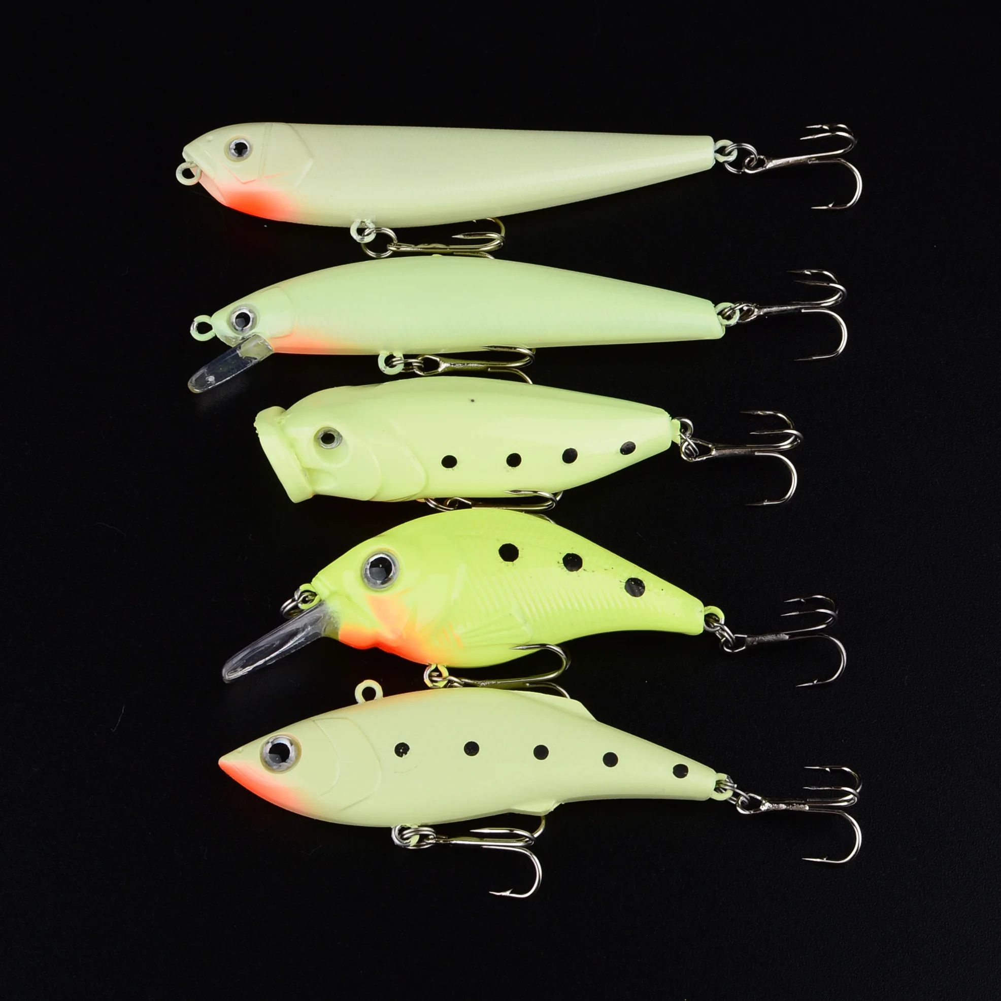 5 uds señuelo de Pesca luminoso brillo Popper Minnow Crankbait VIB lápiz Wobblers cebo Artificial duro Lucio Pesca Isca - imagen 5