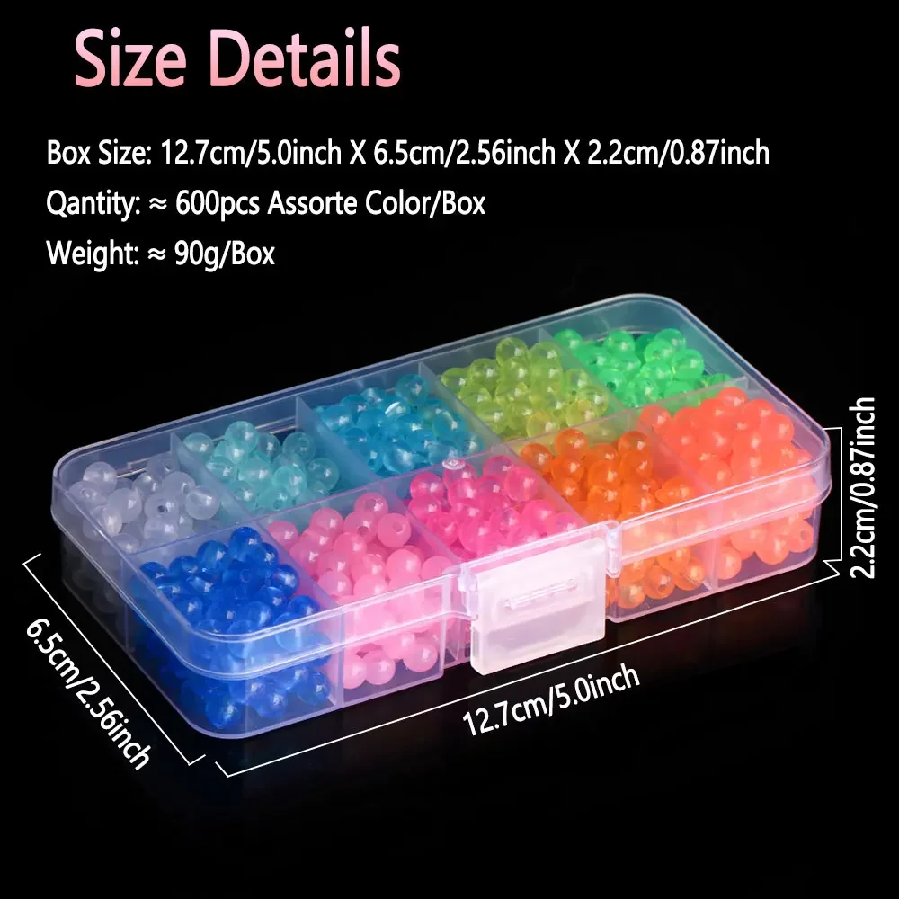 Bimoo 600 unids/caja 5,9mm/0,232 "plástico duro redondo aparejo de pesca cuentas DIY aparejos de pesca cebo accesorios de pesca de agua salada - imagen 4