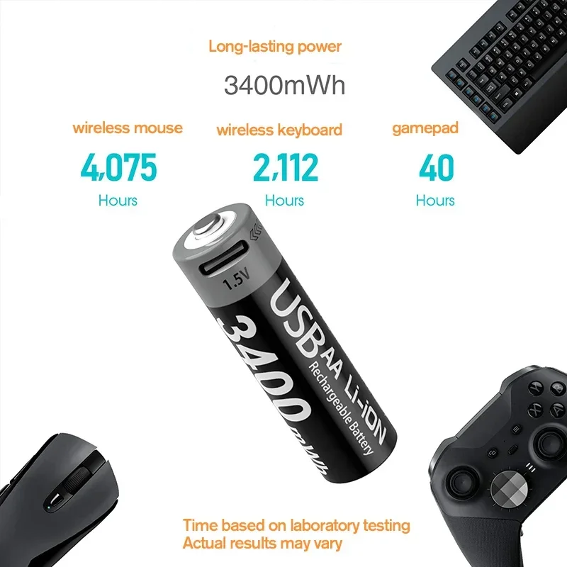 Baterías litio AA recargables USB-C 1.5V 3400mAh para cámaras de caza - imagen 4