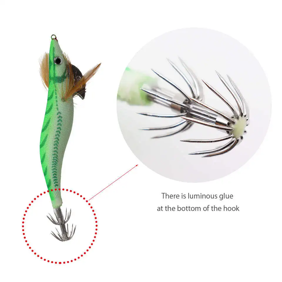 Cebo para Calamar ZYZHE 2.5 #   3.0 #   3.5 #   4.0 #   Señuelos de Pesca Luminosos con Forma de Pulpo, Señuelos de Madera para Camarones, Simulación de Pesca Marina, Jigs, Aparejos de Pesca - imagen 3