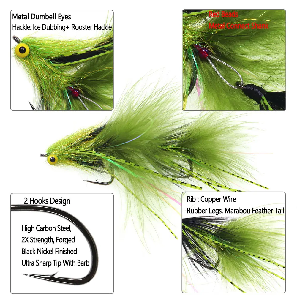 Bimoo-SEÑUELOS de pesca de agua salada, 3,94 pulgadas, circo, cacahuete, serpentina articulada, columna vertebral, Mosca, juego grande, Lucio, trucha - imagen 2