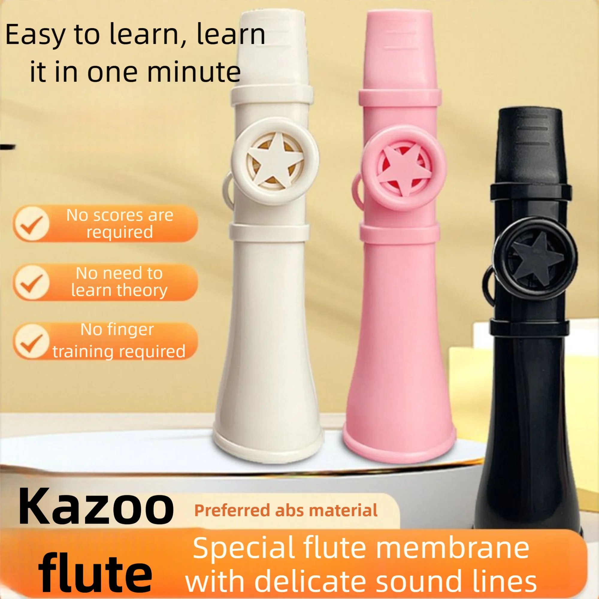 Flauta Kazoo ABS colorida, fácil de aprender con cordón, instrumentos musicales, silbato Musical divertido británico, juguete, regalo para niños y niñas
