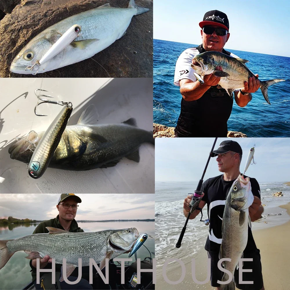Hunthouse-señuelo de pesca con lápiz flotante, 95mm, 18g, superficie Topwater, cebo duro Wobbler para lubina, aparejos de perca de agua salada - imagen 5