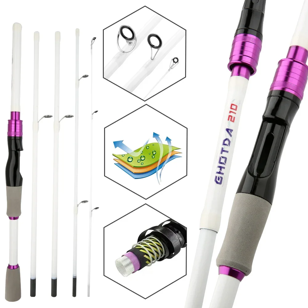 Cañas de pescar con señuelo Micro de 1,8/2,1 m, caña de viaje giratoria de carbono para Baitcasting con mango de EVA, señuelo WT 3,5g-15g, pesca de trucha y Lucio - imagen 3