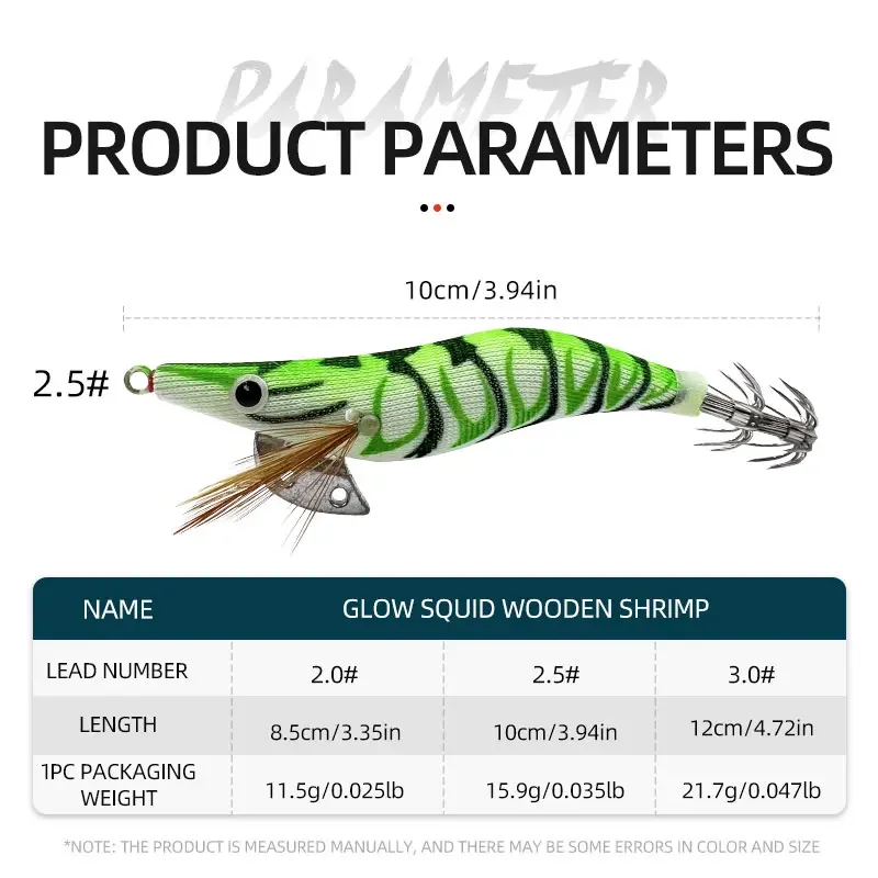Anzuelo luminoso de madera para pesca en el mar, anzuelo de calamar y camarones, ojo grande, adecuado para todo tipo de lugares de pesca, 3 uds. - imagen 5