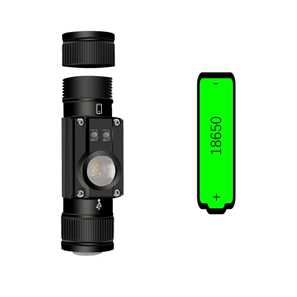 Faro LED de atenuación tipo C, luz de cabeza con función de memoria Flash, blanco y rojo, 18650 - imagen 5