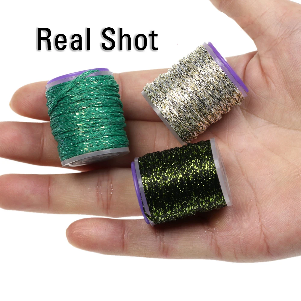 ICERIO, 1mm de ancho, trenza plana holográfica, tubo de oropel Flash, Material de atado de pesca con mosca para serpentina de ninfa, moscas de pez hueso, 10M/carrete - imagen 5