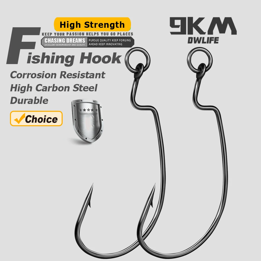 Ganchos Ewg de 9KM con anillo, gancho compensado de gusano, ganchos de aparejo Texas para bajo para agua dulce y salada, 25 ~ 100 Uds. A granel