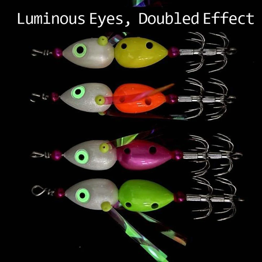 Gancho de calamar, pequeña hormiga, luz nocturna, ojo, multicolor, UV, piel de pescado, papel, 20 ganchos, gancho suave de acero inoxidable - imagen 3