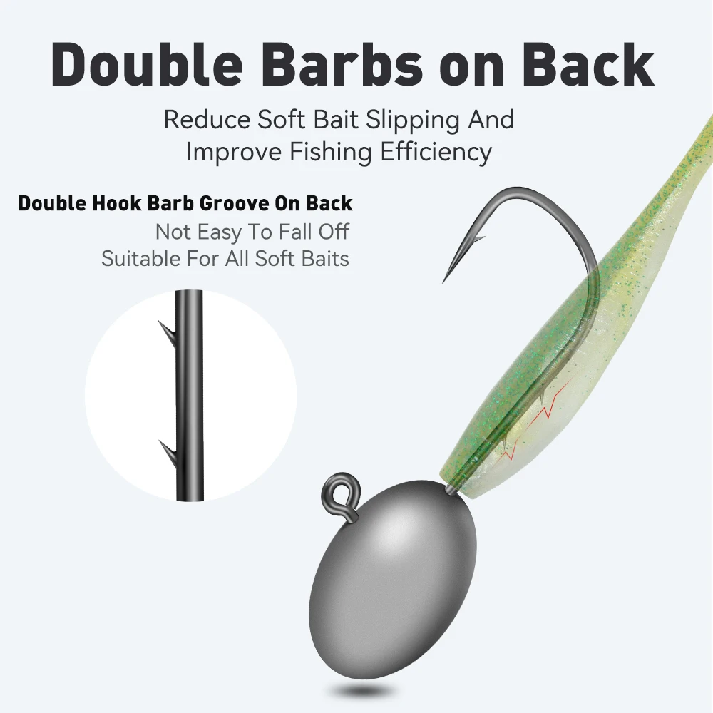 KINGDOM-anzuelo de pesca con cabeza de plomo, 1,5g, 2,5g, 3,5g, 4,5g, 6,5g, cebo suave afilado, manivela, gancho con cabeza de plomo, 15 unidades por paquete - imagen 4