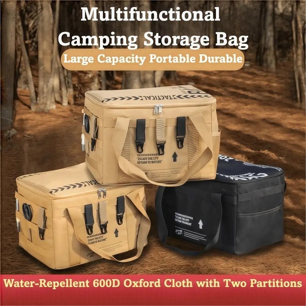 Bolsa de almacenamiento de acampada multicapa gruesa, bolsa de almacenamiento plegable de gran capacidad para Picnic, cajas de almacenamiento resistentes impermeables para exteriores