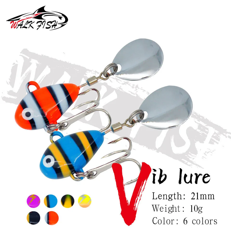 WALK FISH 1 Uds nuevo Metal Mini VIB con cuchara señuelo de pesca 10g 2,1 cm aparejos de pesca Pin Crankbait vibración Spinner cebo que se hunde