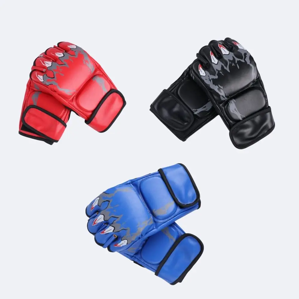 Guantes de boxeo profesionales, acolchado grueso, guantes de entrenamiento de medio dedo, guantes de boxeo resistentes al desgaste, práctica Sanda - imagen 5