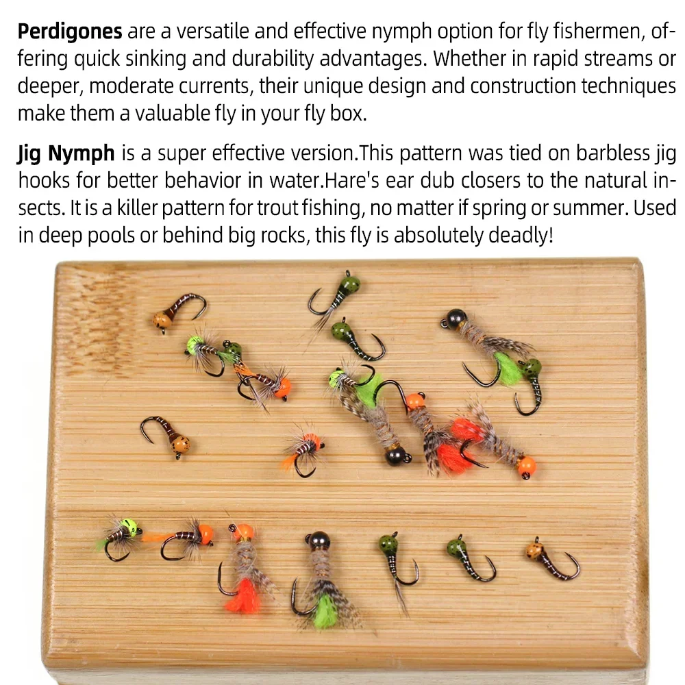 Wifreo 5 uds/6 uds cuentas de tungsteno oreja de liebre doblaje plantilla Ninfa mosca Offset cabeza de cuentas de tungsteno Perdigon Ninfa sin púas Universidad europea húmeda - imagen 5