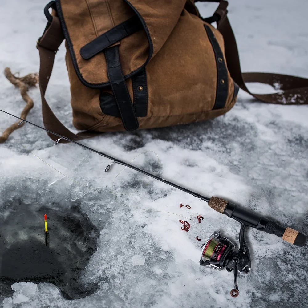 Goture, nuevas cañas de pescar en hielo portátiles para invierno, 2 puntas, caña giratoria, caña de hielo de fibra de carbono, caña de pescar ultraligera para carpa