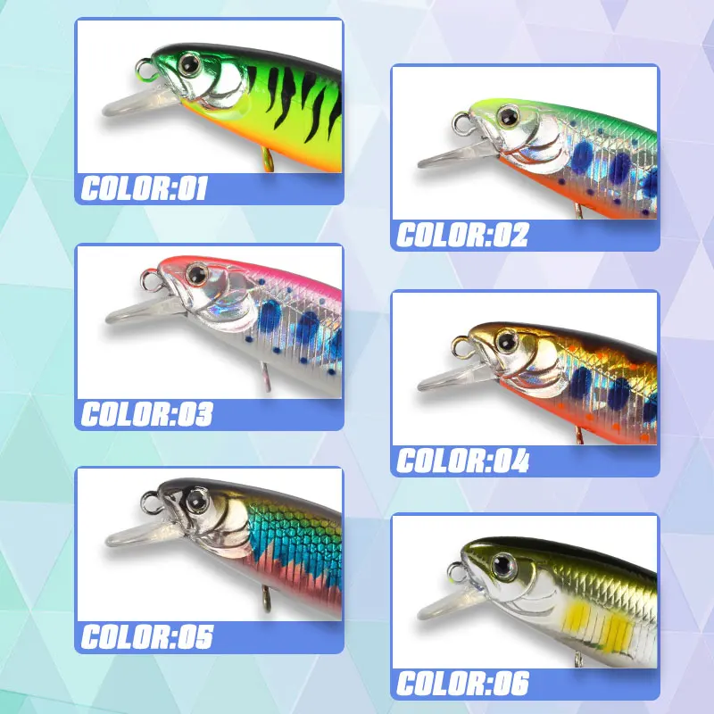 Magic Works-señuelo flotante para pececillo, 53mm, 4g, cebos duros, productos de pesca, Lucio de agua dulce, Wobbler, cebo Artificial, aparejos, señuelos para trucha - imagen 4