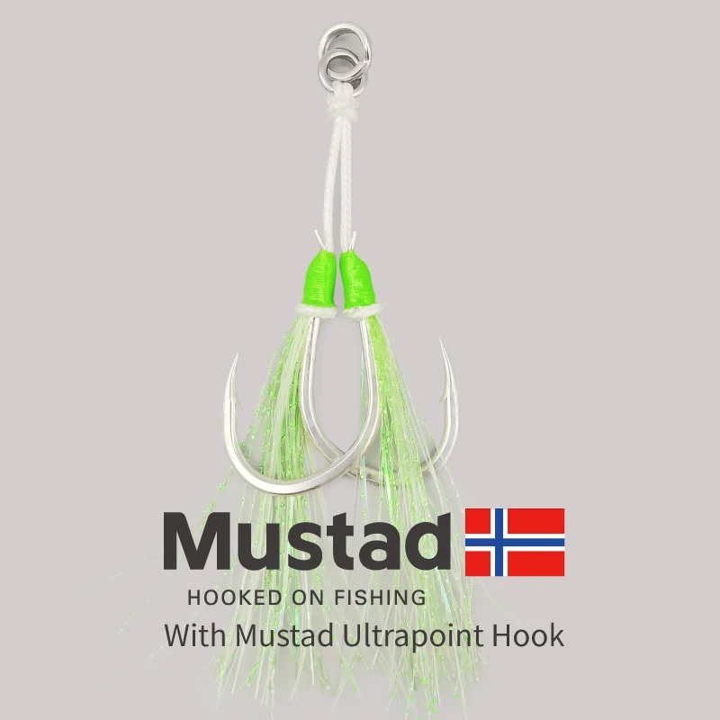 Mustad 1-SJ Jigging Lento Twin Assist – Anzuelos Brillantes Marina - imagen 3