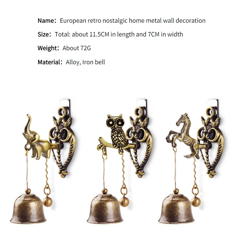 Campana de Metal Vintage para colgar en la pared, adorno magnético para colgar en la habitación, tienda de jardín, regalo de entrada frontal - imagen 5
