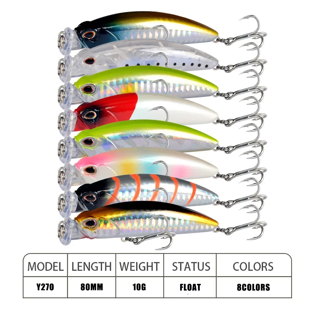 Señuelos de Pesca flotantes para pececillos, cebo Artificial de fundición larga de 80mm y 10g, Wobbler de trucha de agua salada, equipo de Pesca Swimbait, 1 ud. - imagen 2