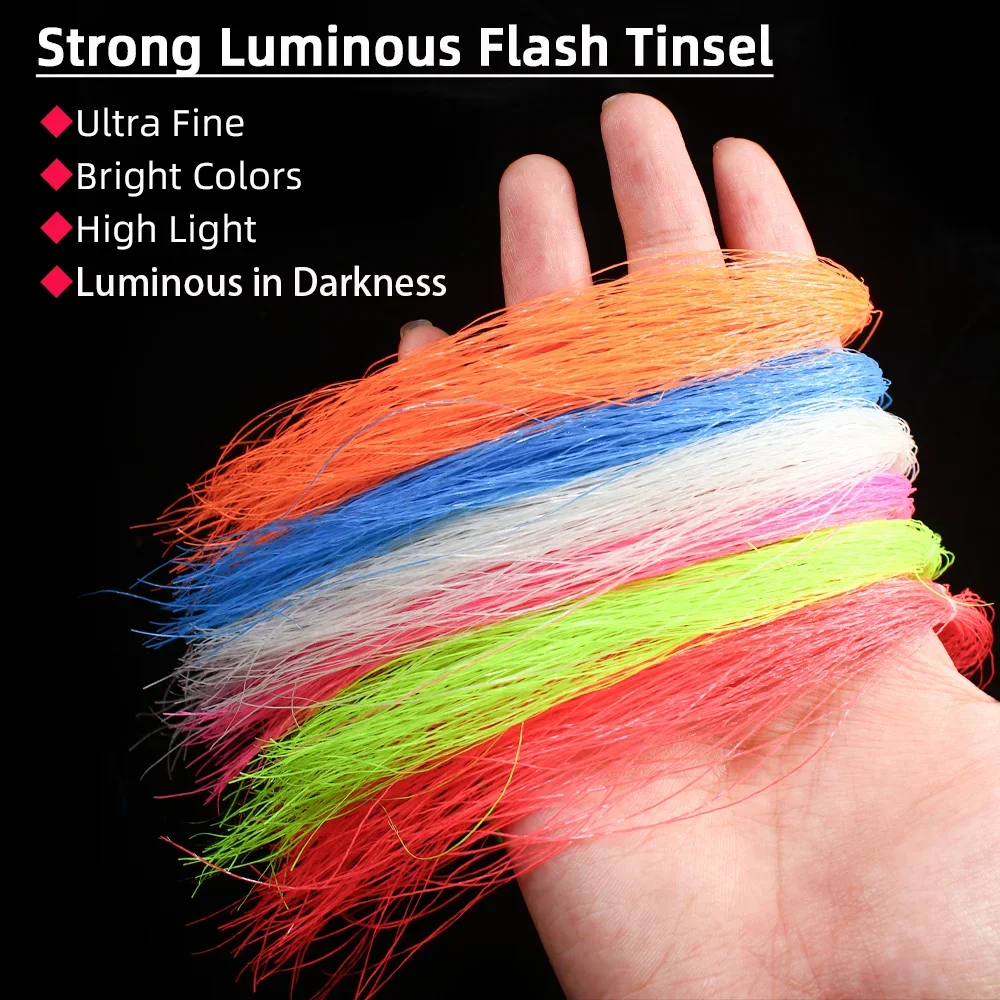 Wifreo, 1/6 paquetes, oropel luminoso, Material de atado de moscas para anzuelo de asistencia, plantilla, señuelo, ninfas, serpentina, moscas de pececillo, Teasers de cola de caballo - imagen 3