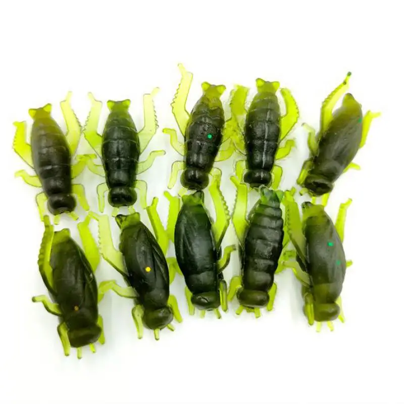 60 unids/caja suave insecto Cricket Pesca cebo de silicona Artificial ligero saltamontes señuelos flotantes océano Wobblers Pesca - imagen 2