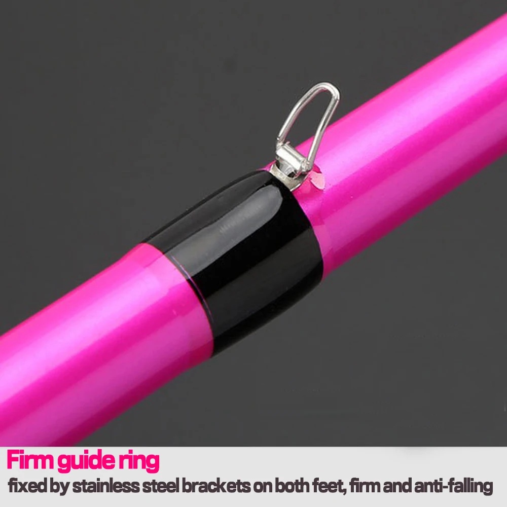Cañas de pescar giratorias de fundición larga, 1,65 m, 1,8 m, peso del señuelo Jigging, 8g-25g ML, caña de pescar ultraligera de carbono con punta sólida, color rosa - imagen 4