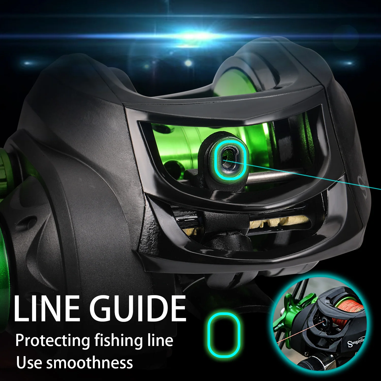 Carrete de Pesca Sougayilang 7,2: 1 relación de engranaje arrastre máximo 10kg carrete de Baitcasting con carrete de aluminio para Pesca de agua dulce Luya - imagen 4