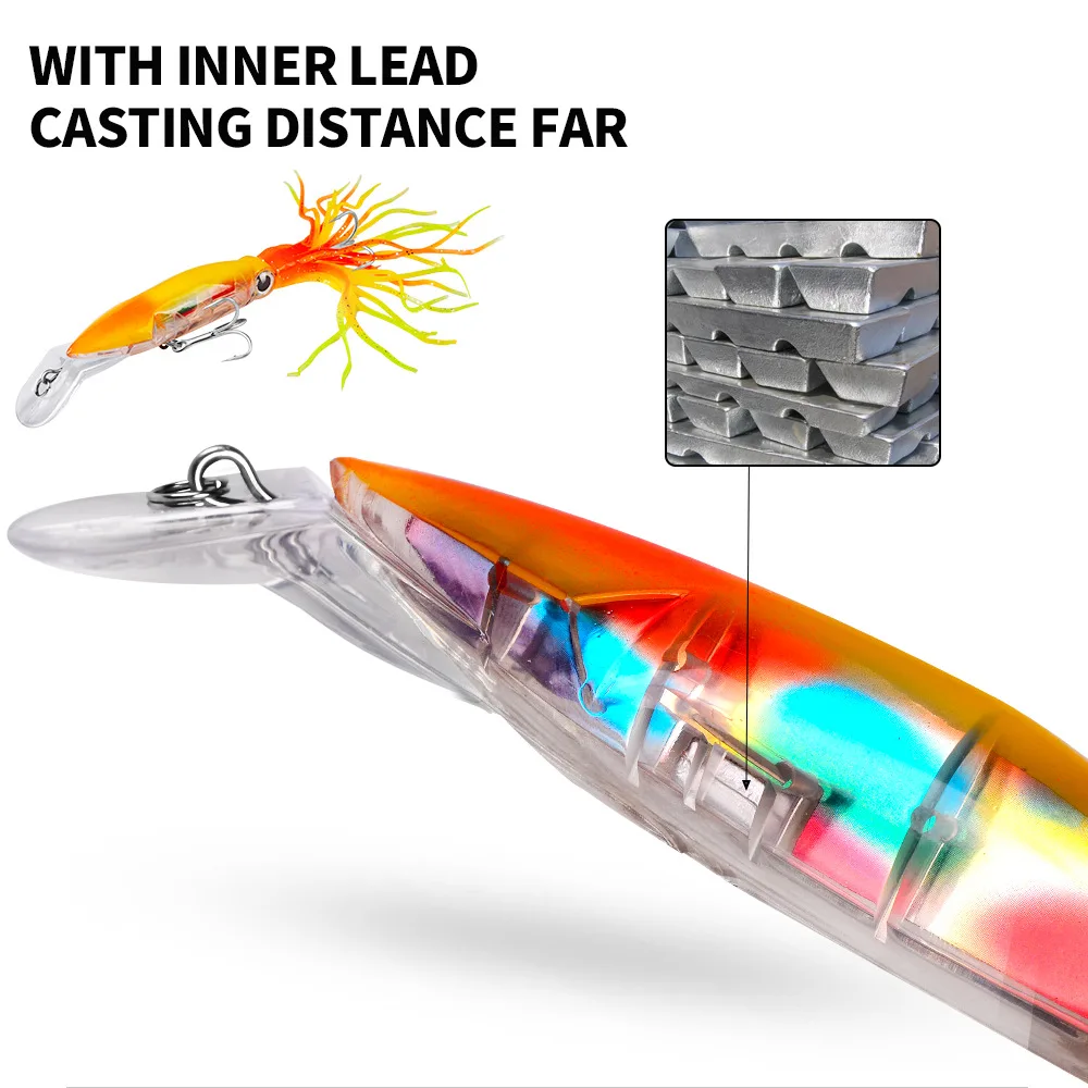 40g gran simulación pulpo calamar Señuelos de pesca cebo ojos 3D señuelos artificiales cebos plástico realista para agua salada agua dulce - imagen 2