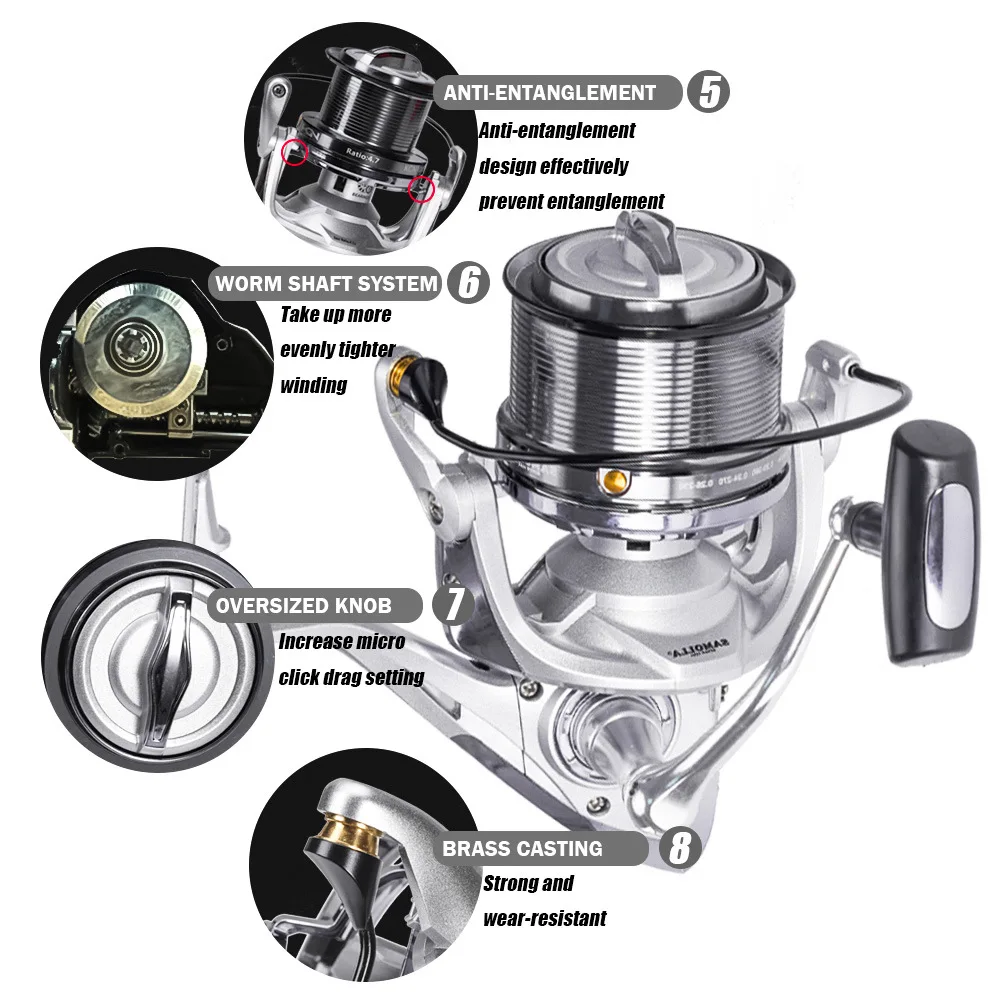 Carrete de pesca giratorio 12 + 1BB de alta velocidad 4,6: 1 25KG arrastre máximo barco de mar bobina de pescado Trolling Surf cuchara de Metal grande Moulinet Peche - imagen 3