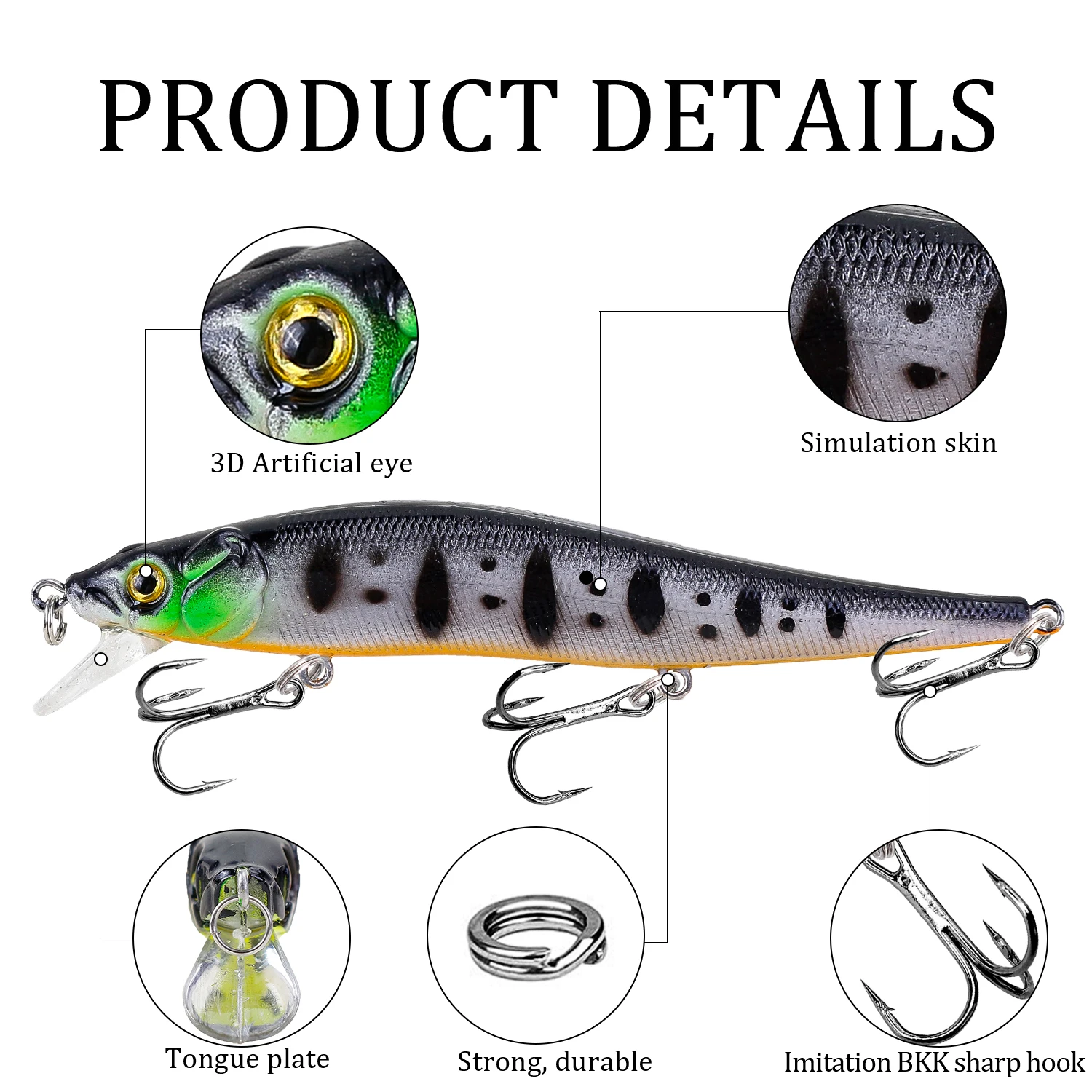 Señuelo de Pesca Artificial, cebo de pececillo, Crankbait, Wobblers, ojos 3D, 11,5 cm/14g, 10 unidades por lote - imagen 4