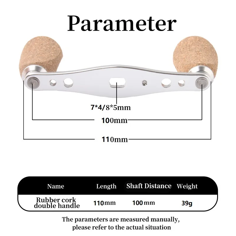 Kawa-mango de carrete de pesca de aleación de aluminio con perilla de corcho para Shi/Da/Ab, tamaño del agujero de Baitcasting, 8x5/7x4mm, longitud del eje de 100mm, bricolaje, 1 ud. - imagen 3