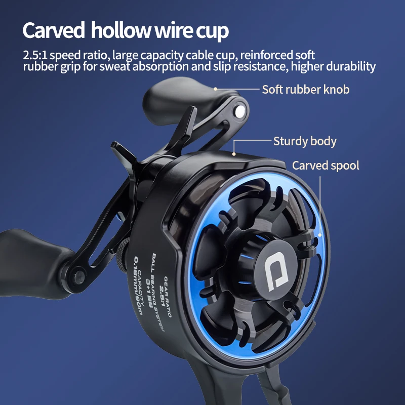 Carretes de pesca en hielo, bobina de pie alto 2,5: 1, sistema de caída magnético ultrasuave portátil, carrete de hielo en línea, potencia de arrastre de 8KG, nuevo, Invierno - imagen 3