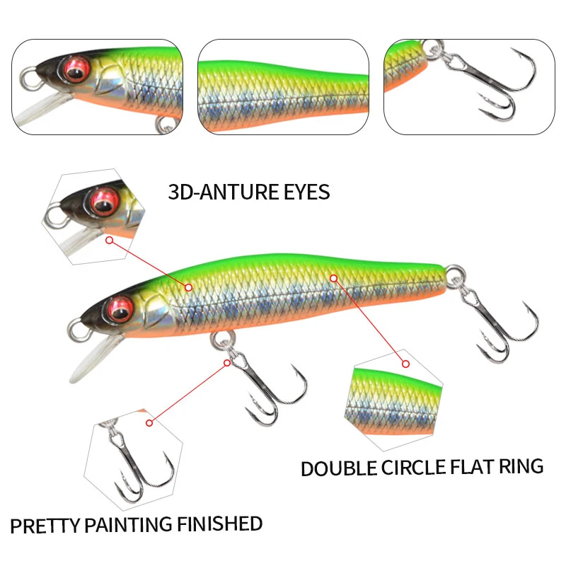 Caliente 58Mm 3,9G Mini Señuelos de Pesca de pececillo hundido Jerkbaits Peche cebo Artificial Wobbler señuelo para pesca de carpa lubina de trucha - imagen 3