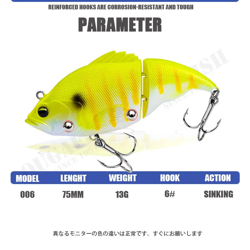 Señuelo de pesca con vibración, 75mm, 13g, Wobblers, Swimbait sin labios, accesorio de pesca que se hunde lentamente, Isca Artificial, aparejos de broche - imagen 2