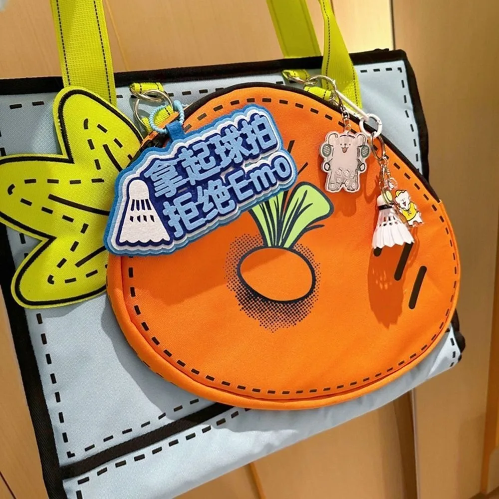Nuevo bolso de zanahoria de tenis de dibujos animados, tela de nailon de gran capacidad, bolsa de almacenamiento para raqueta deportiva, bolso de hombro duradero y fuerte para Fitness, viaje - imagen 3