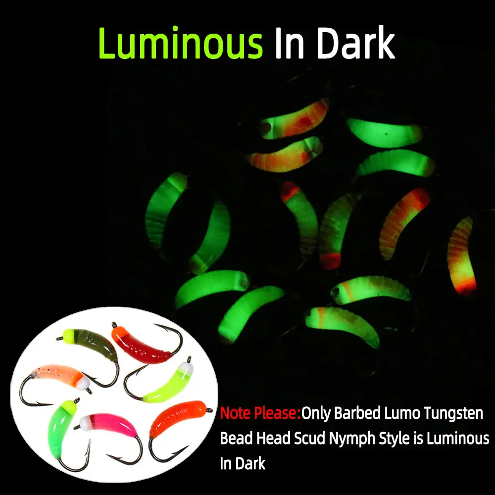 Bimoo-Kit de 32 Uds de moscas, plantilla de cuentas de tungsteno, plantilla de fregadero rápido, plantilla de cobre John Fly luminosa, ninfa, trucha húmeda, Señuelos de Pesca en hielo - imagen 4