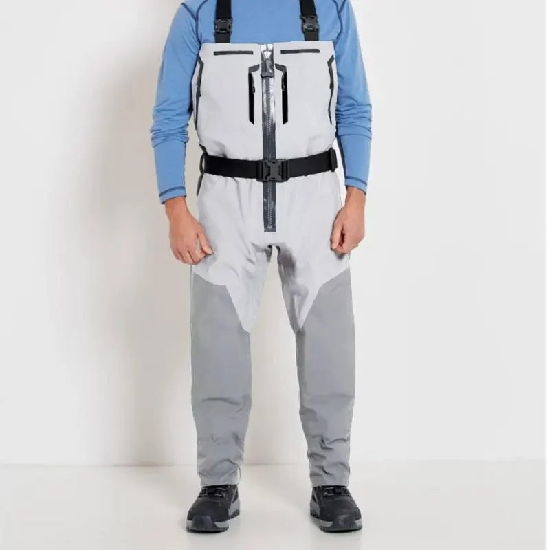 Wader de pesca con cremallera frontal hacia arriba en el pecho, pie de media Convertible con cremallera, impermeable, ligero y transpirable, aventura de vadear - imagen 3
