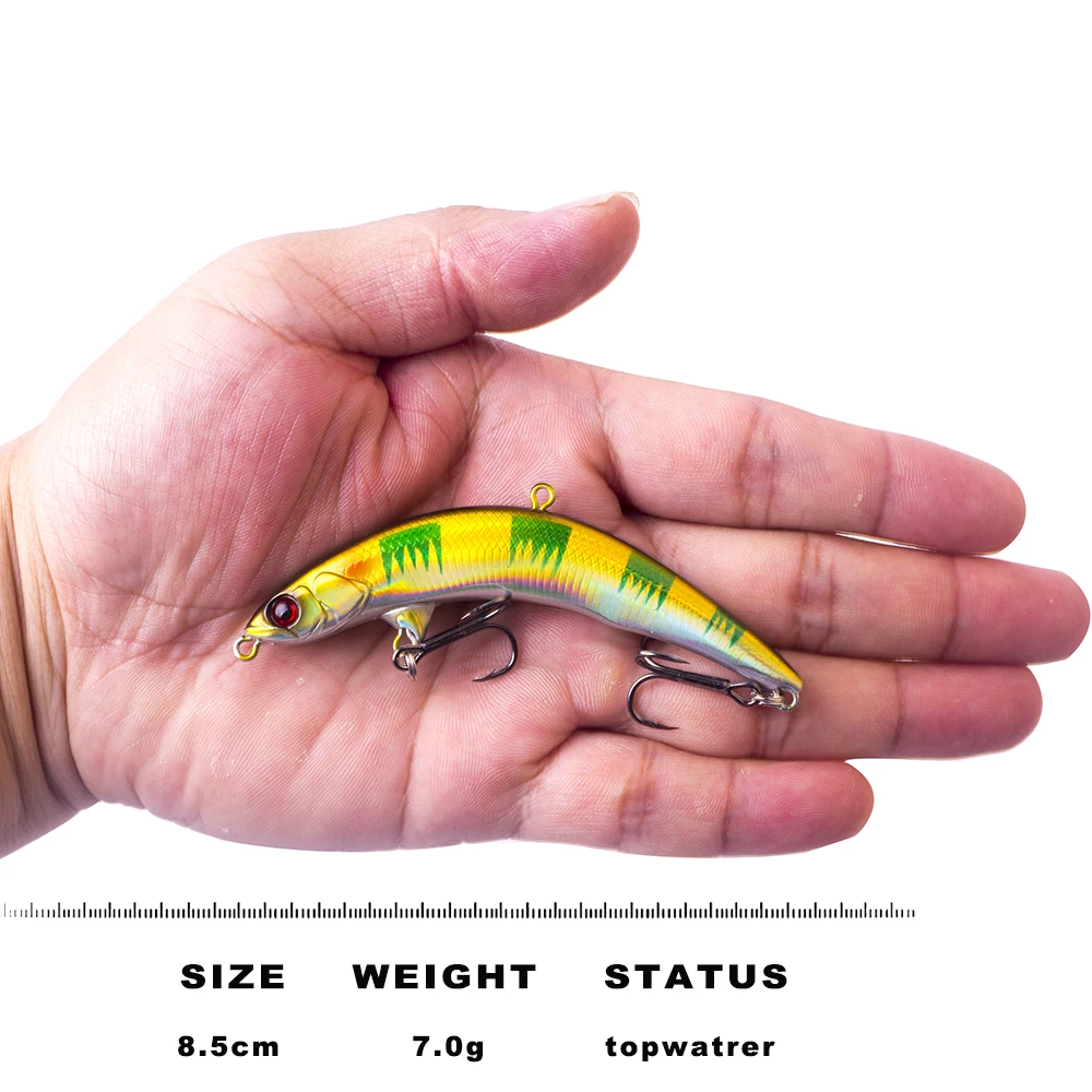 CCLTBA-SEÑUELOS Bent Pecil Wobblers de 8,5 cm, 7g, superficie de superficie, sonajero para teñir, cebos de pesca, aparejos para lubina y trucha - imagen 2