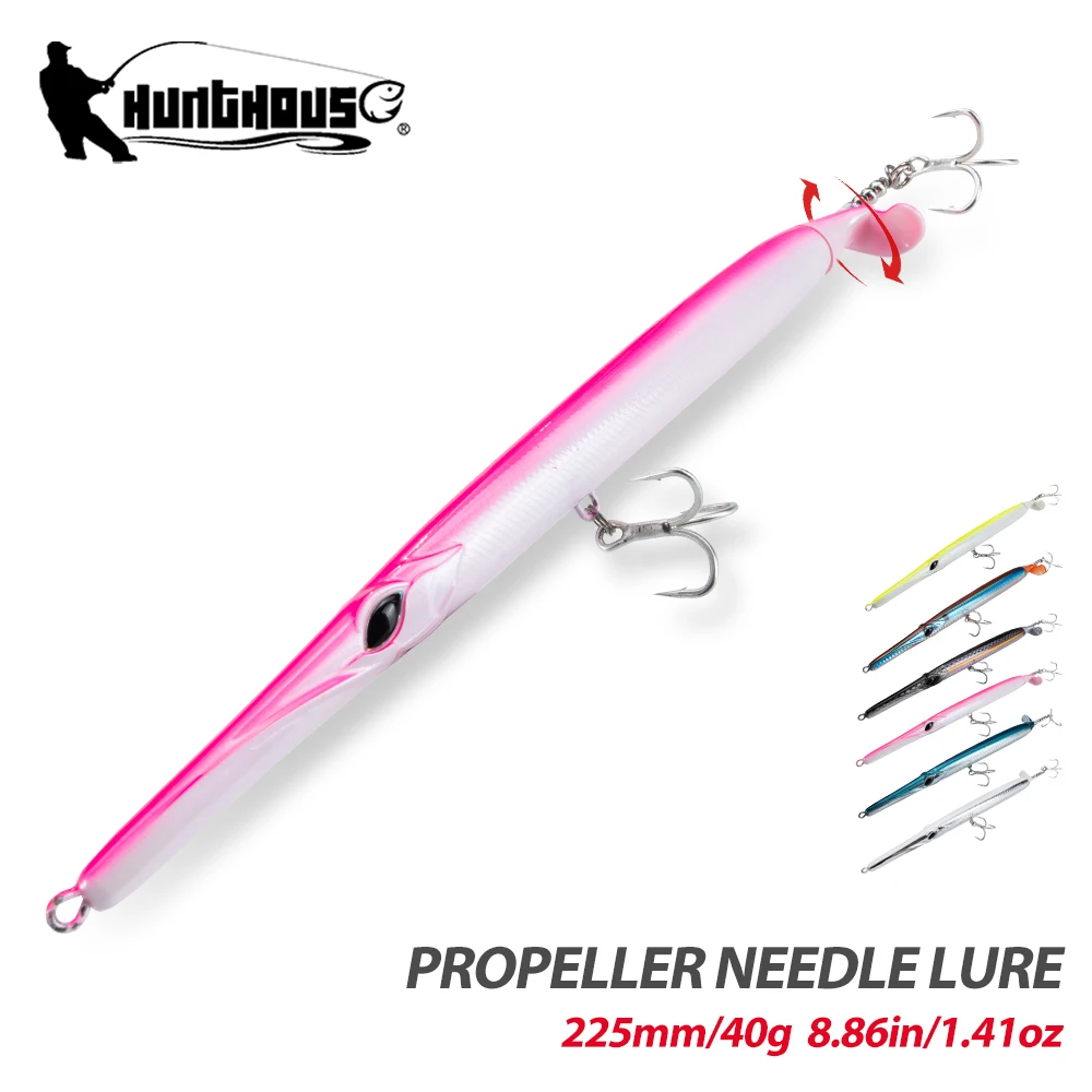 Hunthouse-señuelo de pesca con hélice de aguja, cebo duro flotante, superficie Aguglia Turbo de 225mm/40g para aparejos de lubina de pez azul