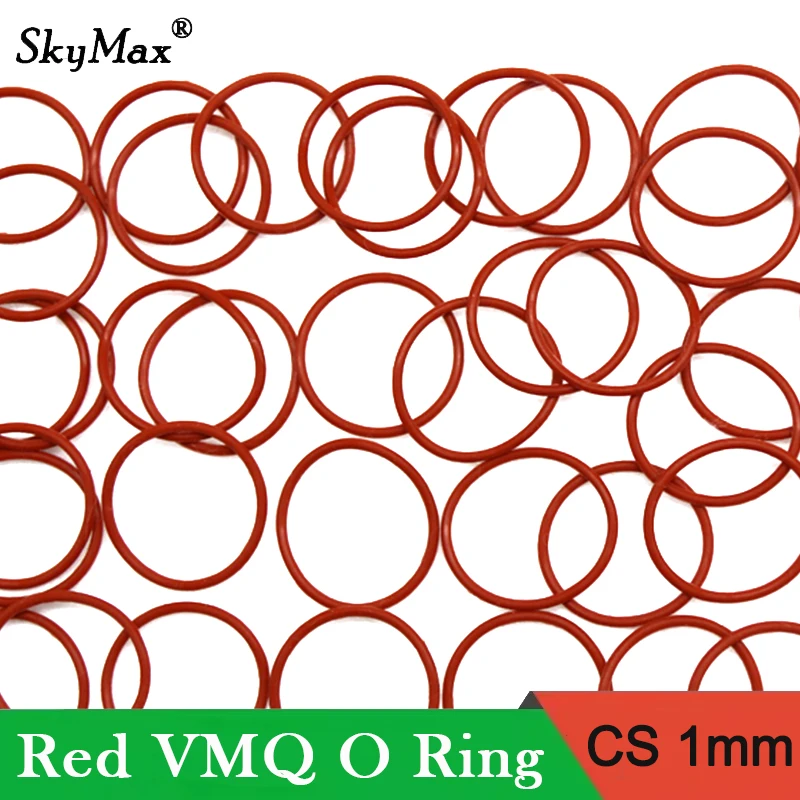 Junta tórica de silicona roja VMQ CS1mm OD 3/3, 5/4/5 ~ 50mm grado alimenticio buen sellado arandela de silicona impermeable anillo de goma 50/100 Uds