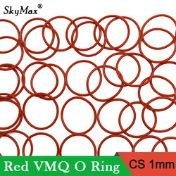 Junta tórica de silicona roja VMQ CS1mm OD 3/3, 5/4/5 ~ 50mm grado alimenticio buen sellado arandela de silicona impermeable anillo de goma 50/100 Uds