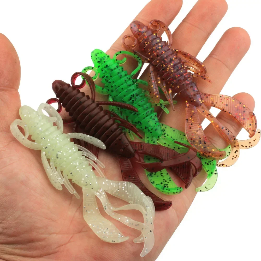 TPR flotante Craw 60mm/2,2g 6 uds 95mm/6g 4 Uds señuelo suave Señuelos de Pesca camarones langosta señuelo de plástico suave Señuelos de Pesca - imagen 4