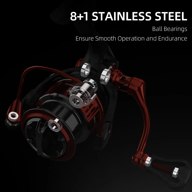 MEREDITH-carrete de pesca con sistema de giro fino, serie HUMMINGBIRD, arrastre máximo de 5KG, + 1RB 8BB, relación de engranaje de 5,2: 1, peso de 162g - imagen 3
