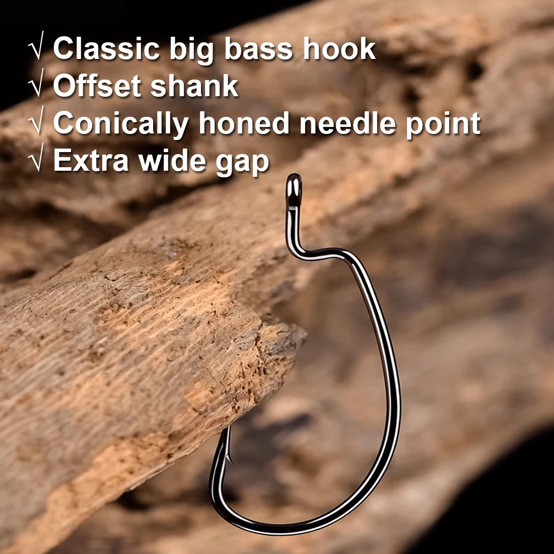FishTrip anzuelos de gusano de gran espacio, gancho de pesca de garganta súper profunda, gancho de lubina grande clásico, vástago Offset de plástico suave versátil - imagen 3