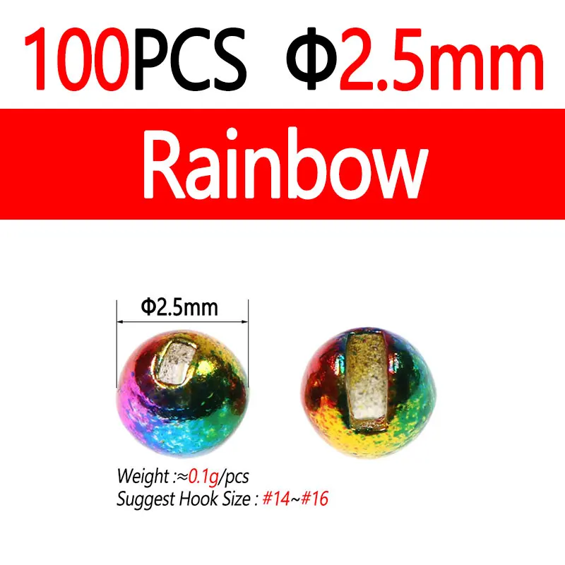 100pc 2.5mm Rainbow