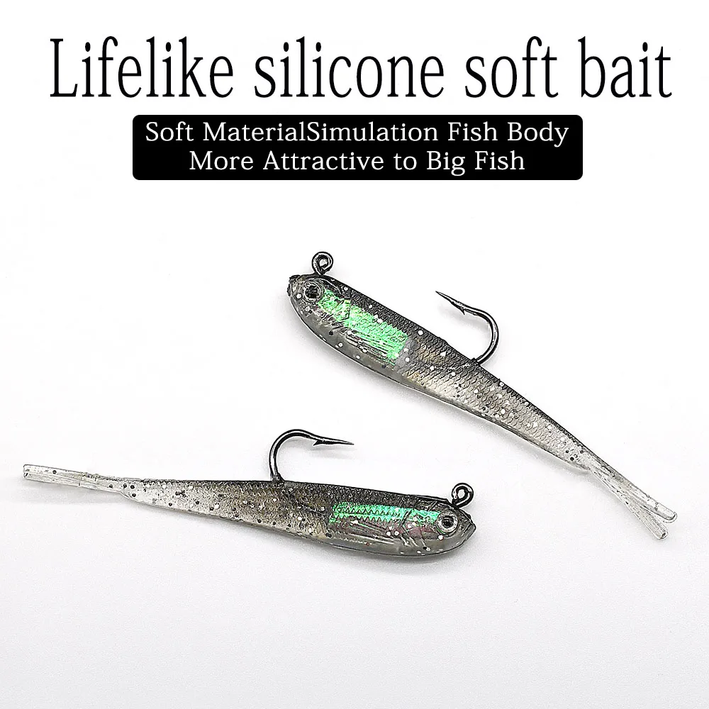 MNFT-anzuelo de Pesca con ojos 3D, 3 piezas, 7,5 cm, 6g, cebos blandos, cabeza plomada, tamaño de 34x15mm - imagen 5