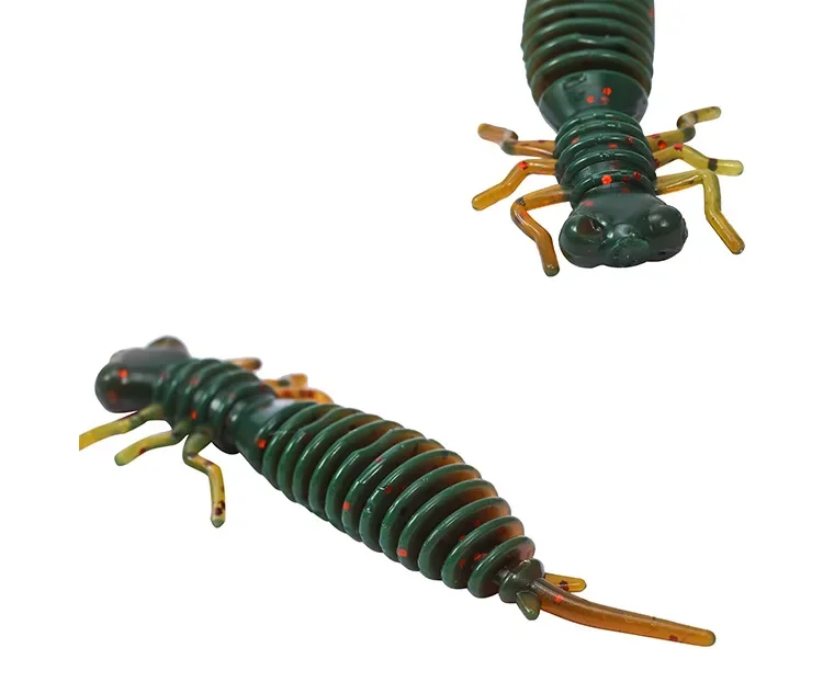 Señuelos blandos de Larva de 5 piezas, señuelos artificiales de silicona, gusano de pesca, Lucio, pececillo, Swimbait, Jigging, Señuelos de Pesca de plástico para reptiles - imagen 3