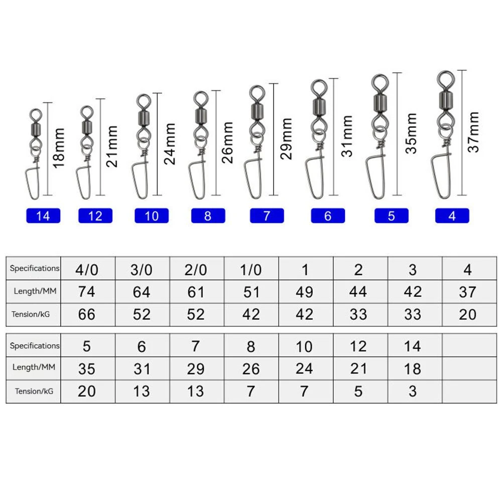 50 Uds. De giratorios de pesca con cierre a presión, equipo de pesca de lubina de acero inoxidable, cambio rápido, sedal líder, anzuelos para lubina - imagen 4